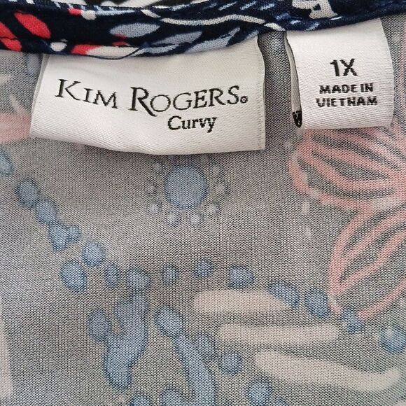 Kim Rogers blue red white floral print sleeveless midi dress Sz 1X NWOT - Picture 7 of 7